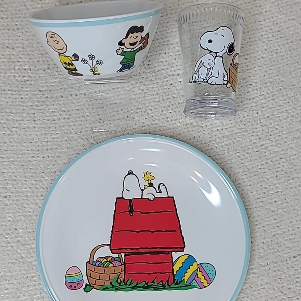 Children's Williams Sonoma PEANUTS™ Easter Kids Melamine Dinnerware Set NIB/NWT